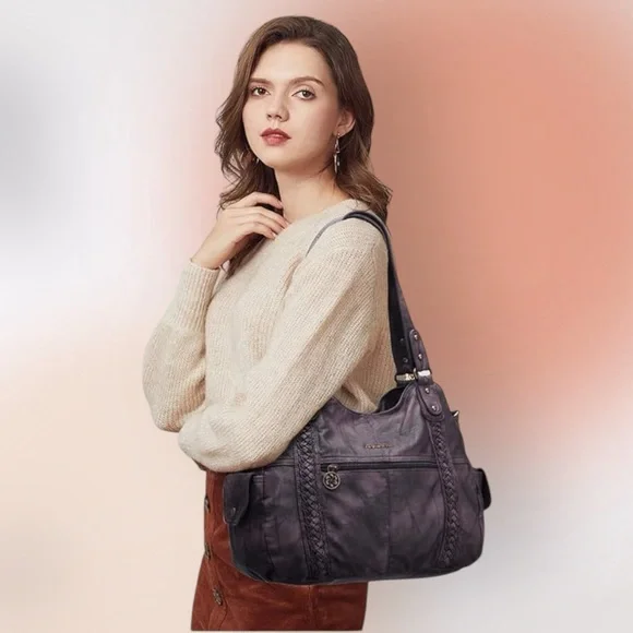 Angel Barcelo Roomy Large Coffee Brown Fashion Hobo Shoulder Handbag NWOT - Picture 4 of 14